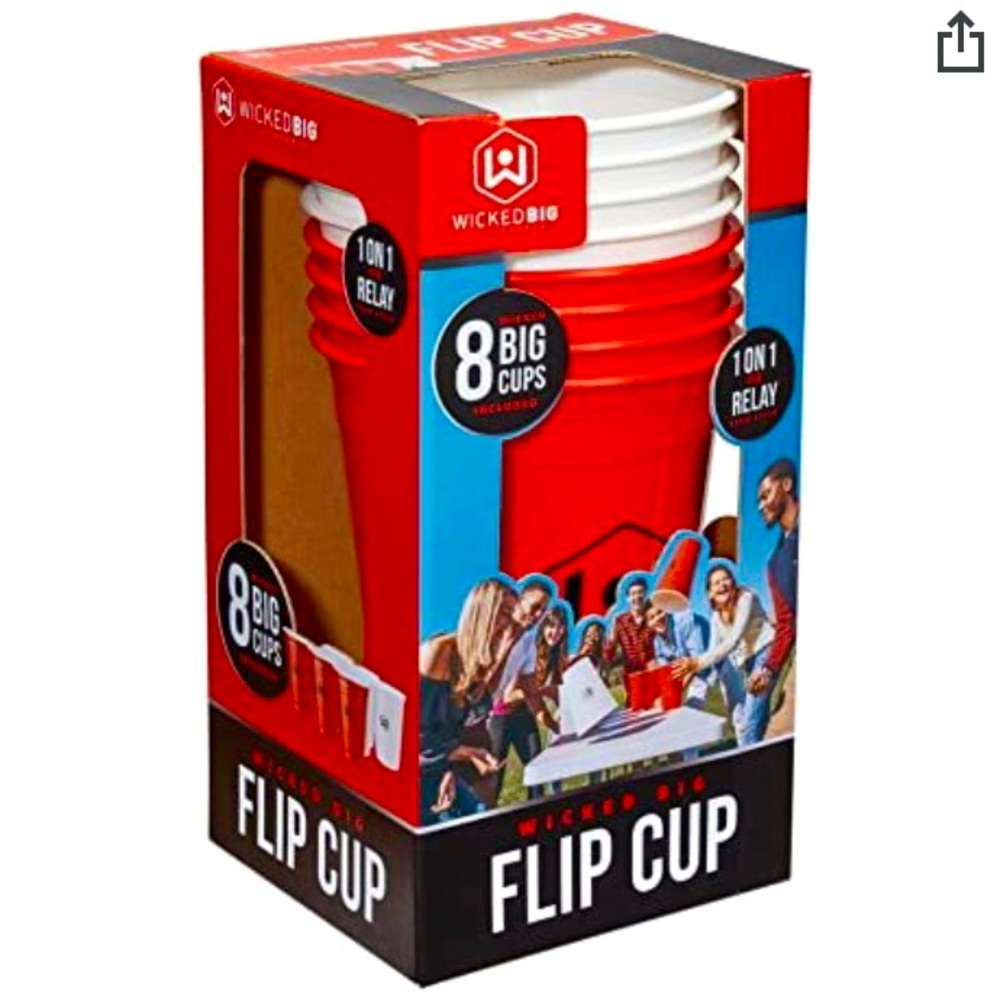 WICKED BIG flip cup beer giant game challenge 8 cups BNIB
